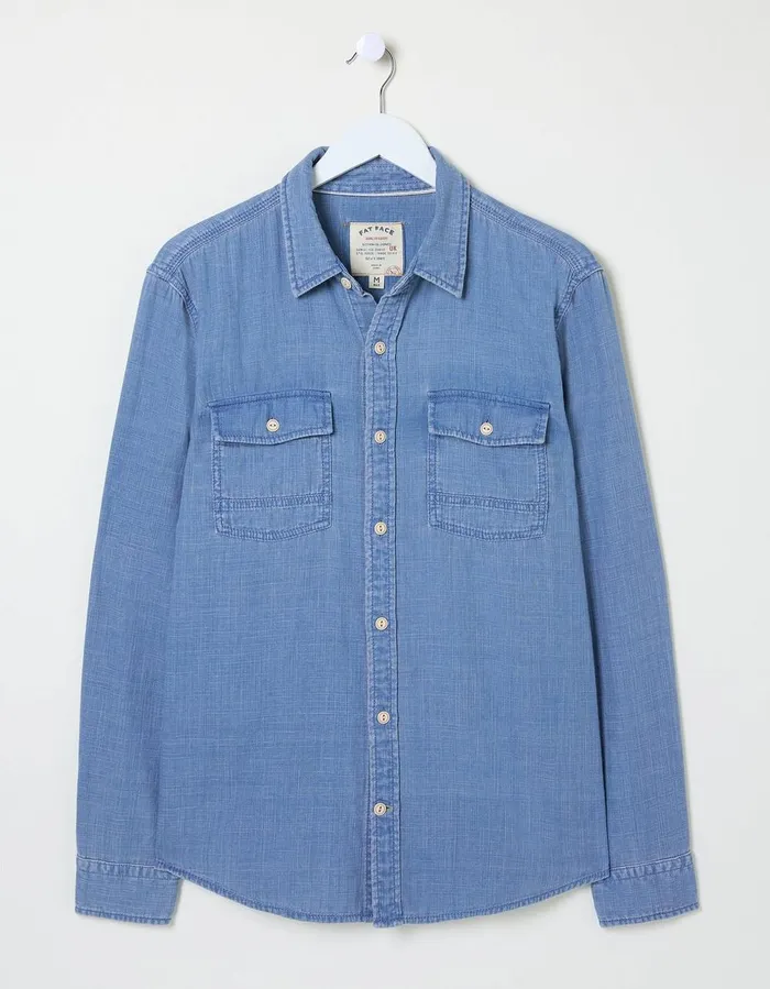 Drayton Indigo Shirt Light Denim Blue Men FatFace Shirts