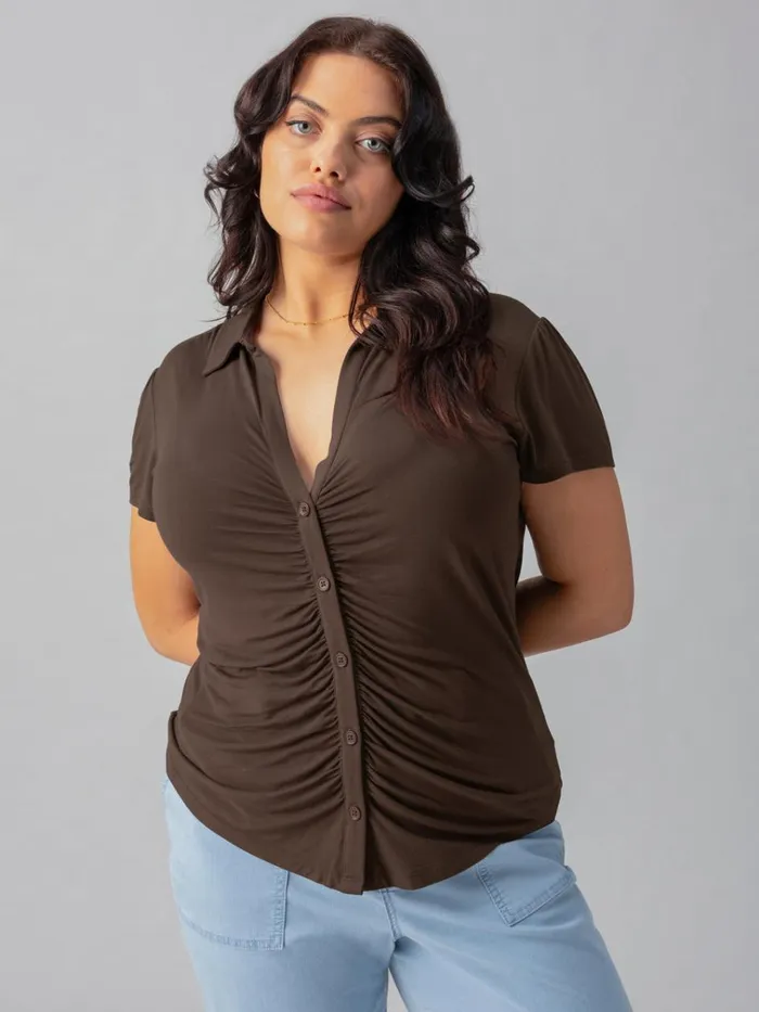 Dream Button Up Blouse Mud Bath Inclusive Collection Women Sanctuary Clothing Tees and Tops