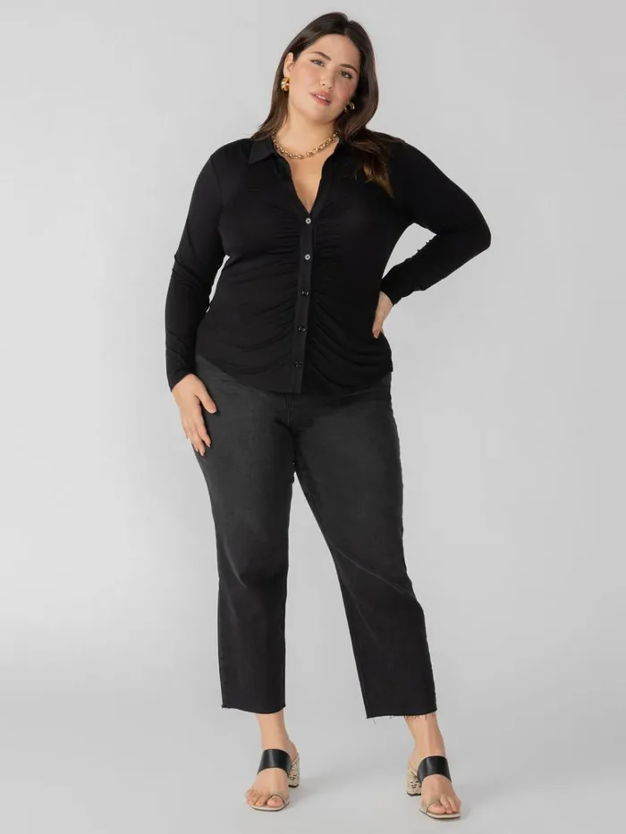 Dreamgirl Knit Button Up Top Black Inclusive Collection Women Sanctuary Clothing Tees and Tops