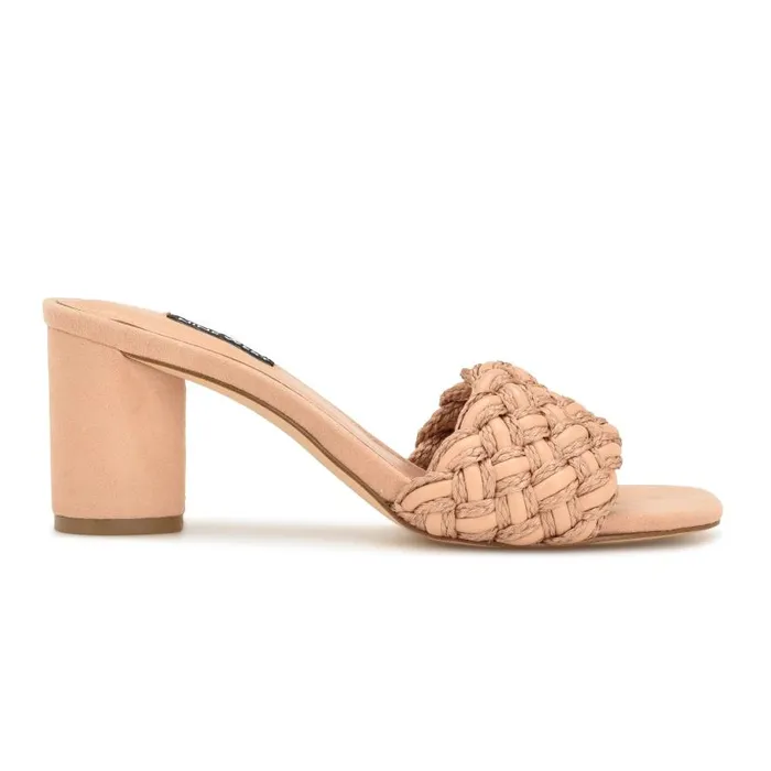 Driah Heeled Slide Sandals Dark Blush Women Nine West Heels