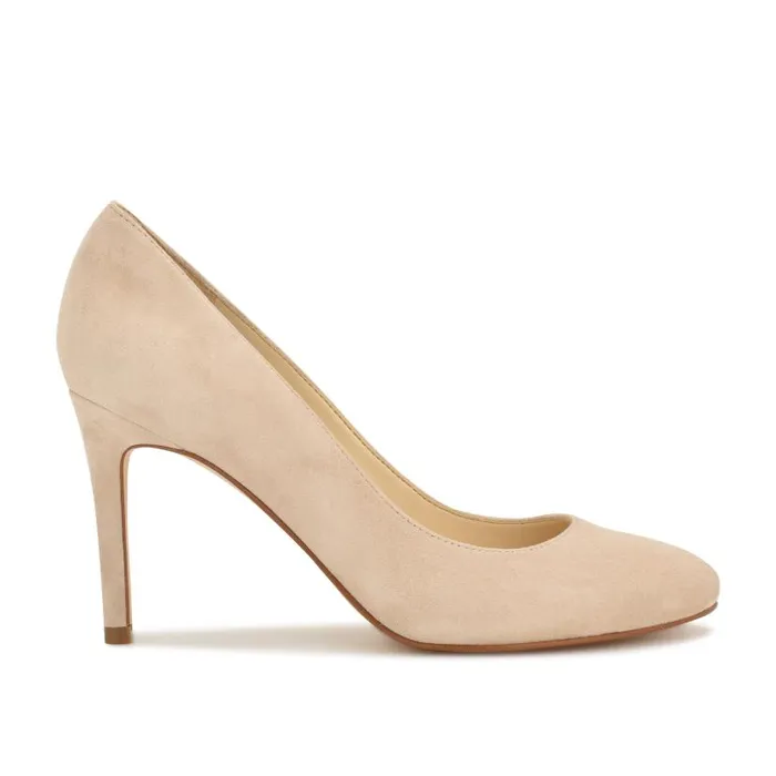 Dylan Round Toe Pumps Barely Nude Suede Women Nine West Heels