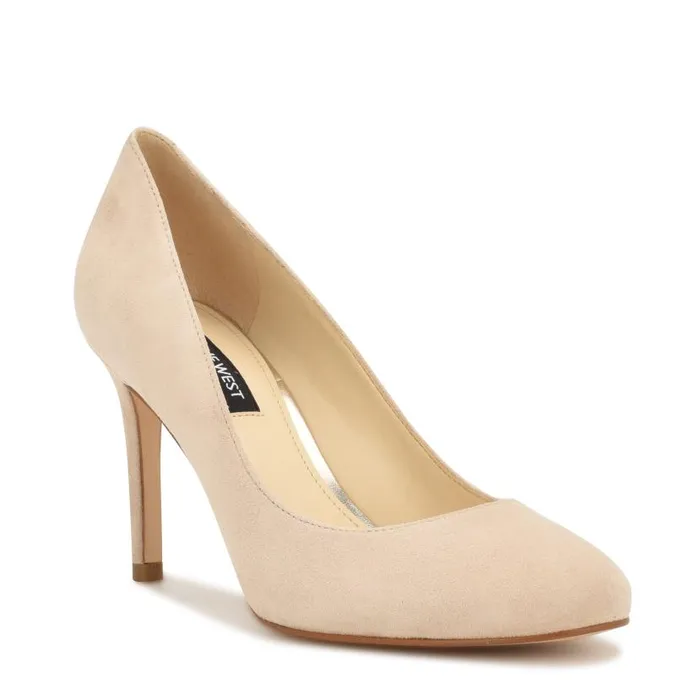 Dylan Round Toe Pumps Barely Nude Suede Women Nine West Heels