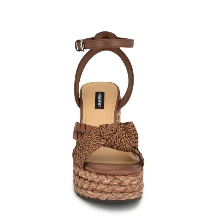 Eaden Woven Wedge Sandals Brown Women Nine West Sandals