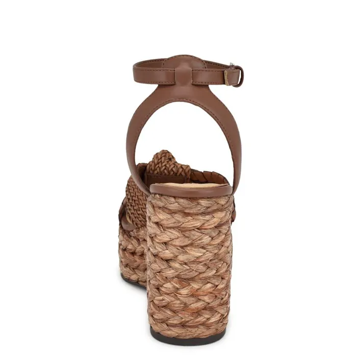 Eaden Woven Wedge Sandals Brown Women Nine West Sandals
