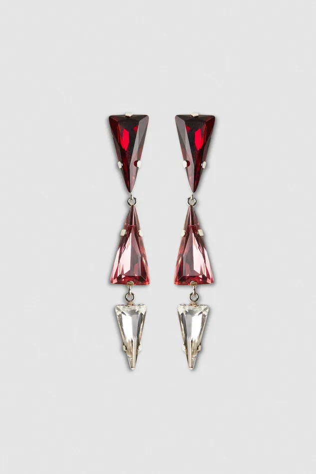 Earrings Women Patrizia Pepe Brass Earrings With Rhinestones Shaded Pink