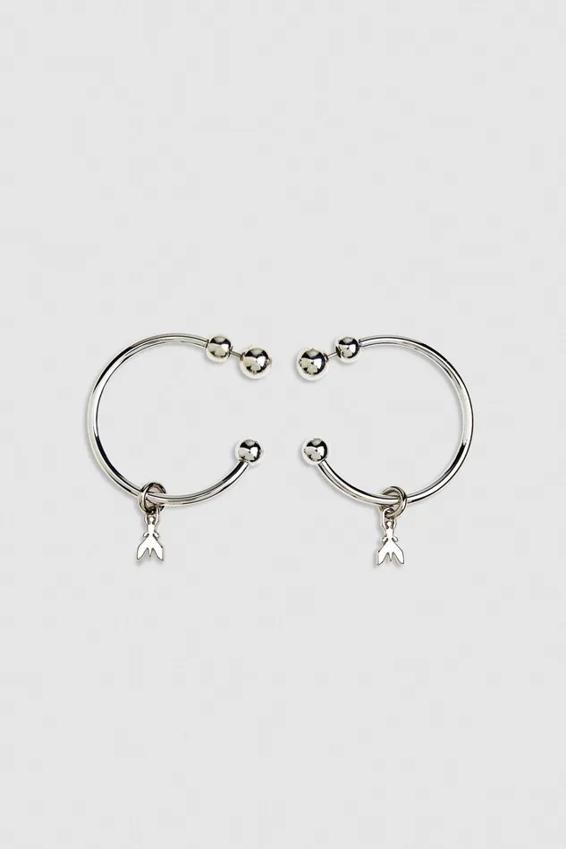 Earrings Women Patrizia Pepe Hoop Earrings With Fly Detail Shiny Silver
