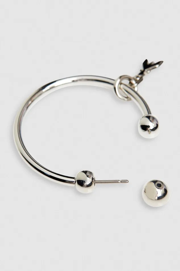 Earrings Women Patrizia Pepe Hoop Earrings With Fly Detail Shiny Silver