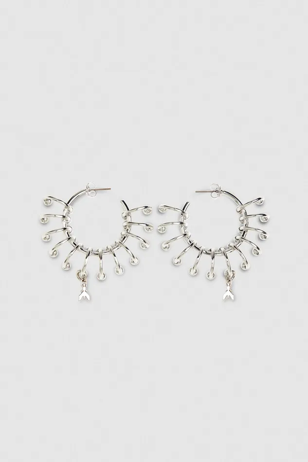 Earrings Women Patrizia Pepe Hoop Earrings With Rings Shiny Silver