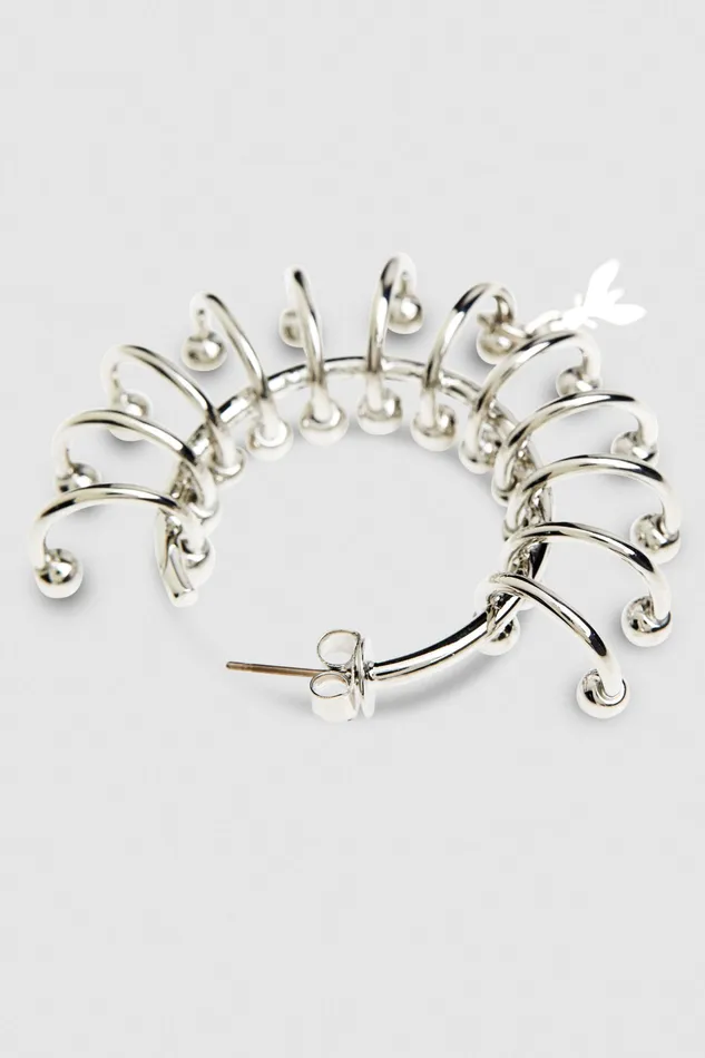 Earrings Women Patrizia Pepe Hoop Earrings With Rings Shiny Silver