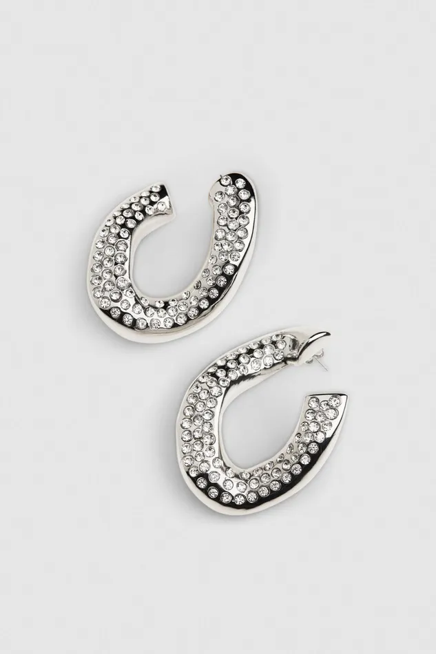 Earrings Women Patrizia Pepe Rhinestone Maxichain Earrings Crystal Strass