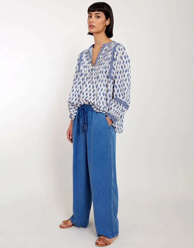 East Embellished Long Sleeve Blouse Blue Women Monsoon Tops and Blouses