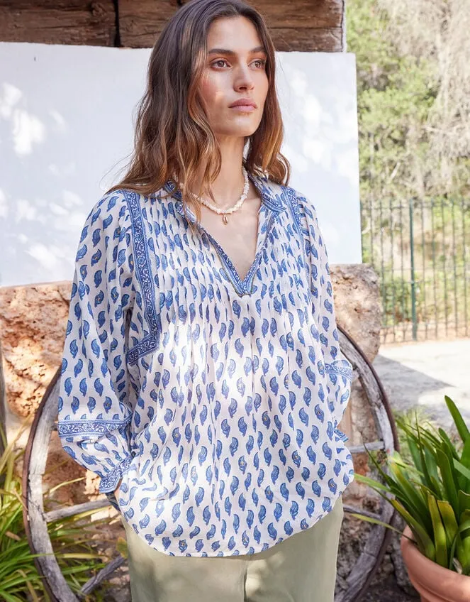 East Embellished Long Sleeve Blouse Blue Women Monsoon Tops and Blouses