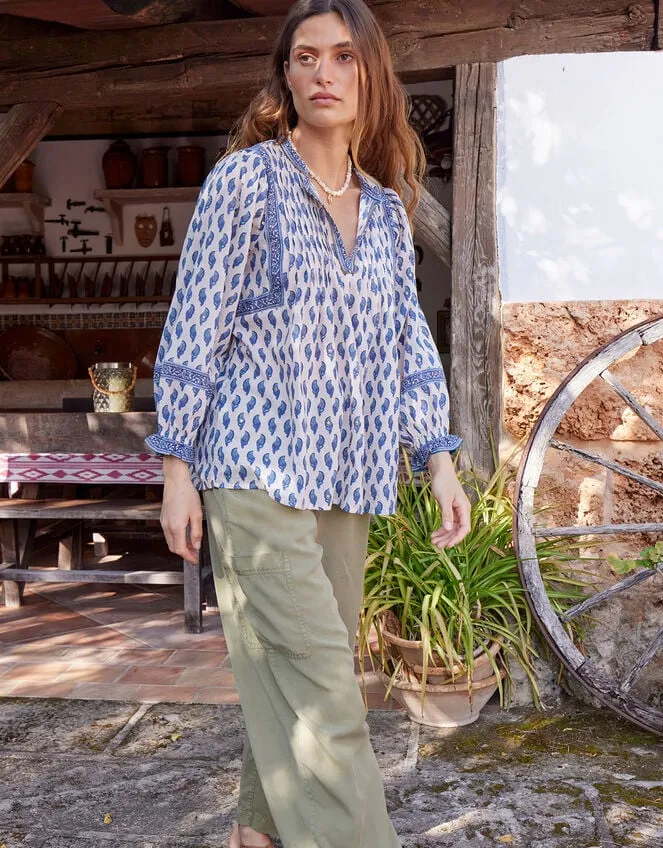 East Embellished Long Sleeve Blouse Blue Women Monsoon Tops and Blouses