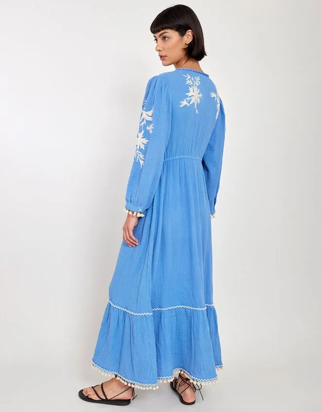 East Embroidered Long Sleeve Dress Blue Women Monsoon Dresses