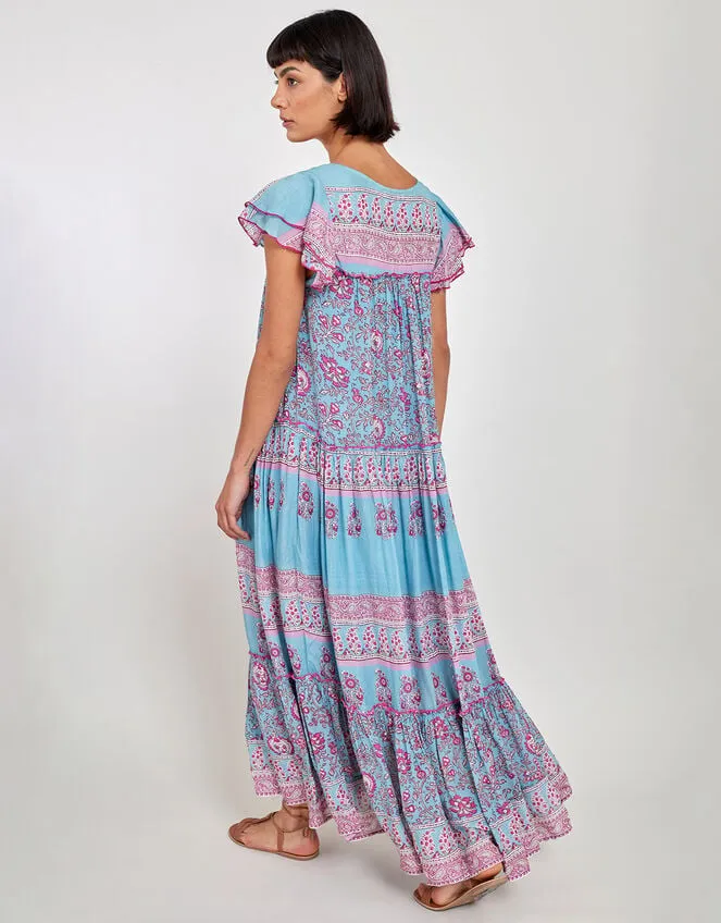 East Print Frill Sleeve Dress Blue Women Monsoon Dresses