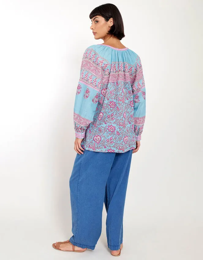 East Print Tie Neck Blouse Blue Women Monsoon Tops and Blouses