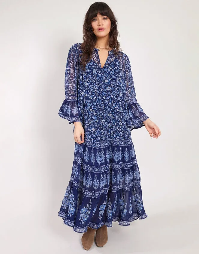 East Print Tiered Maxi Dress Blue Women Monsoon Dresses