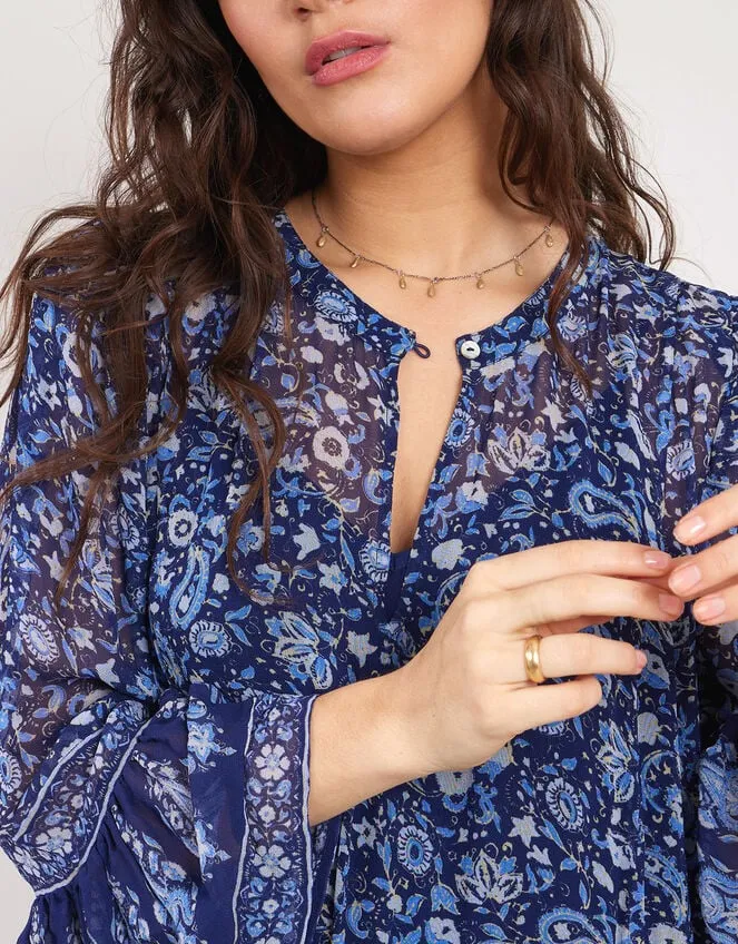 East Print Tiered Maxi Dress Blue Women Monsoon Dresses