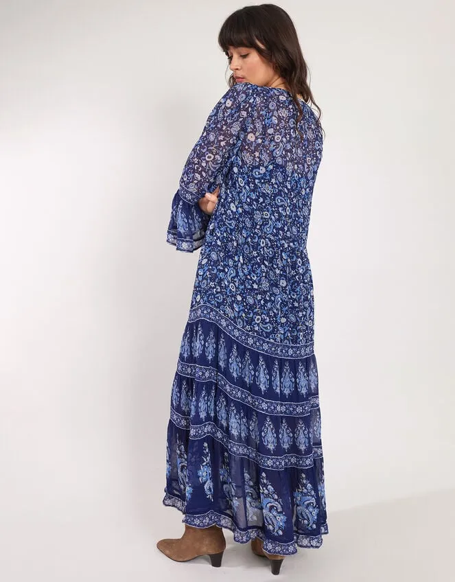 East Print Tiered Maxi Dress Blue Women Monsoon Dresses