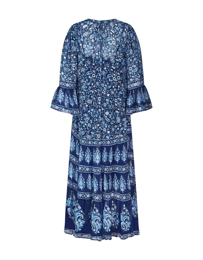 East Print Tiered Maxi Dress Blue Women Monsoon Dresses