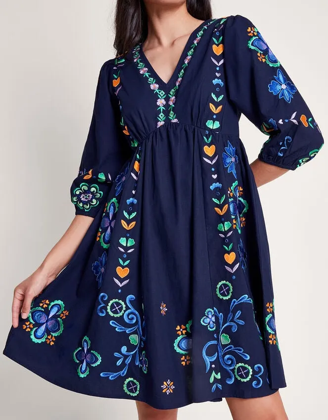 Eden Embroidered Dress Blue Women Monsoon Dresses