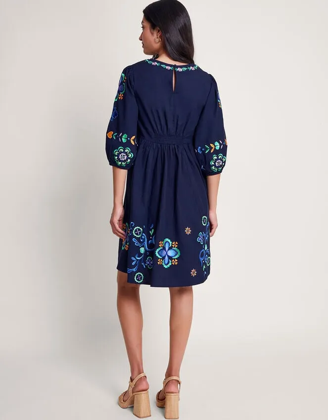 Eden Embroidered Dress Blue Women Monsoon Dresses