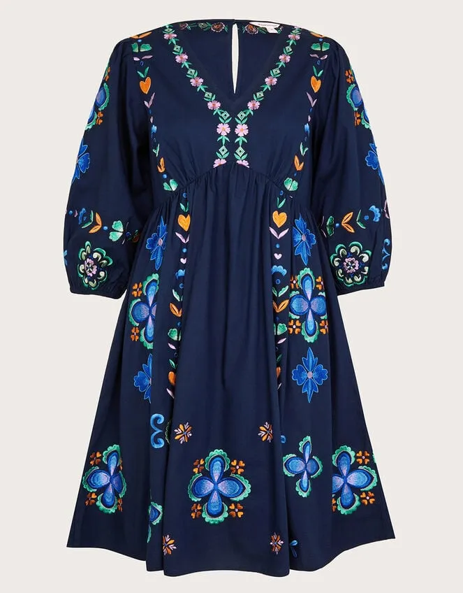 Eden Embroidered Dress Blue Women Monsoon Dresses