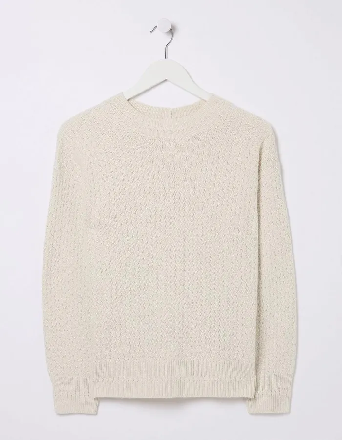 Edie Button Back Jumper Ivory Women FatFace Knitwear
