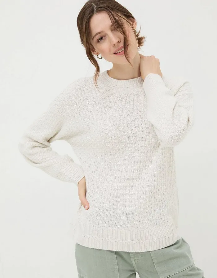 Edie Button Back Jumper Ivory Women FatFace Knitwear