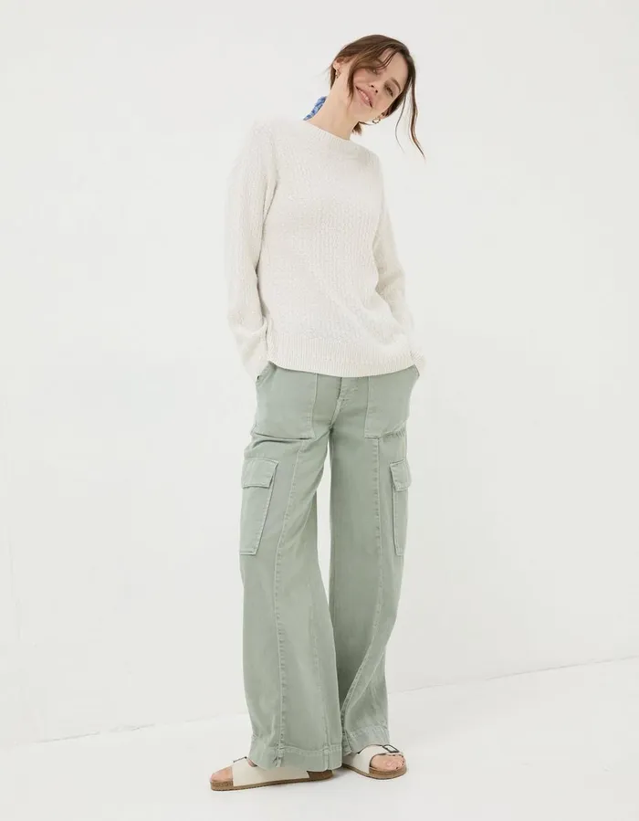 Edie Button Back Jumper Ivory Women FatFace Knitwear