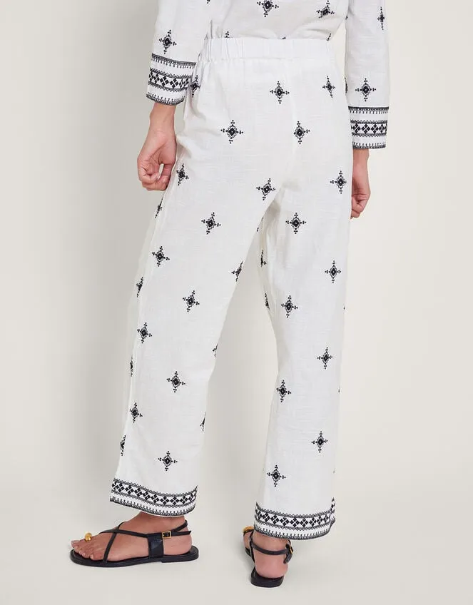 Eleanor Embroidered Trousers Ivory Women Monsoon Casualwear