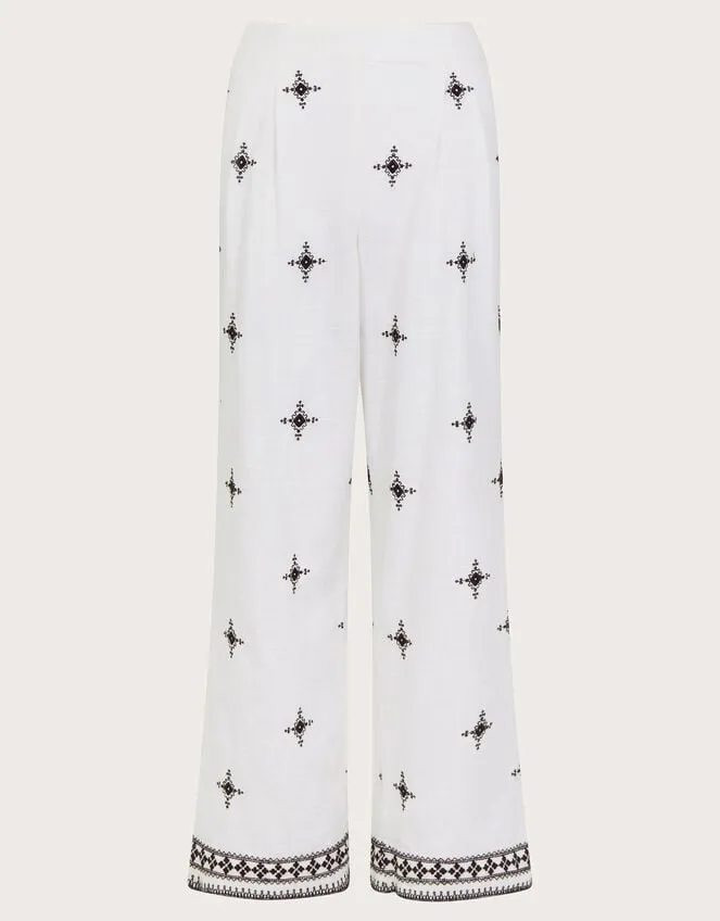 Eleanor Embroidered Trousers Ivory Women Monsoon Casualwear