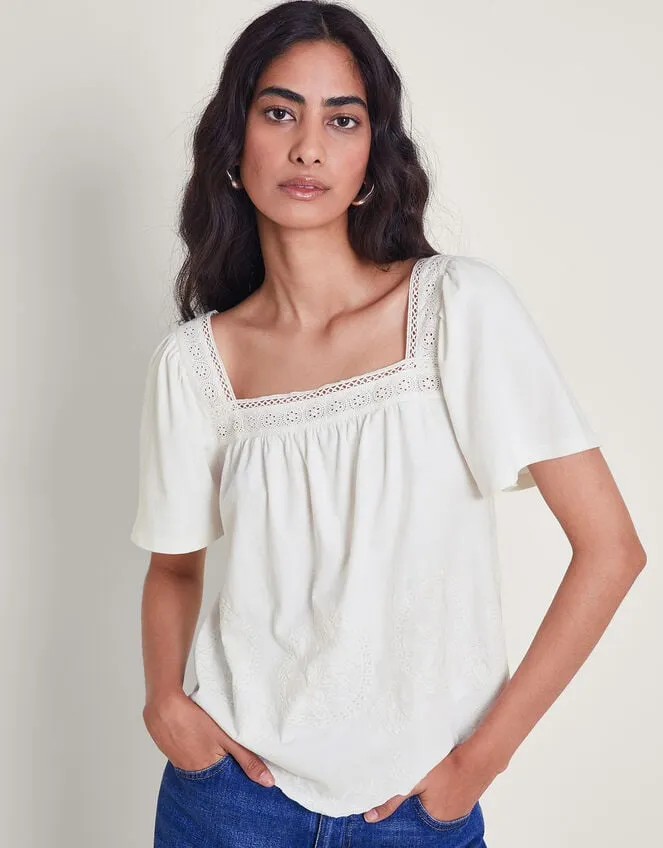 Elodie Embroidered TShirt Ivory Women Monsoon Tops and Blouses