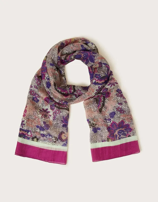 Elodie Floral Print Silk Scarf Women Monsoon Scarves