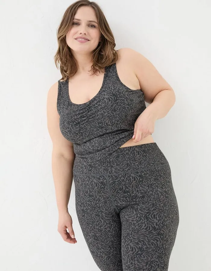 Elowen Print Crop Top Charcoal Grey Women FatFace Nightwear and Loungewear