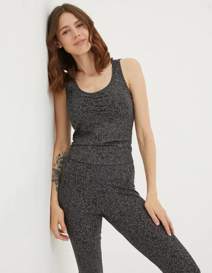 Elowen Print Crop Top Charcoal Grey Women FatFace Nightwear and Loungewear