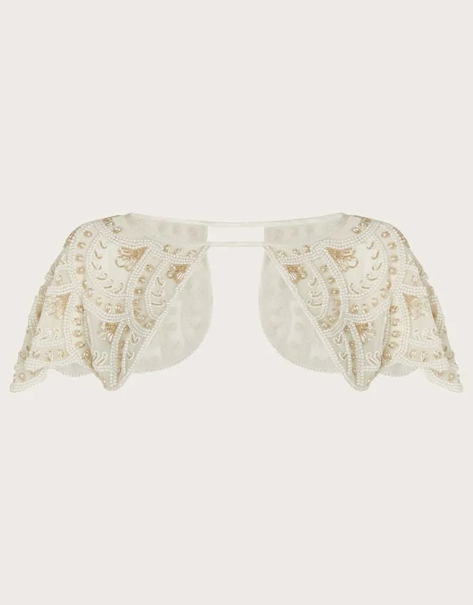 Embellished Bridal Shoulder Cape Ivory Women Monsoon Scarves