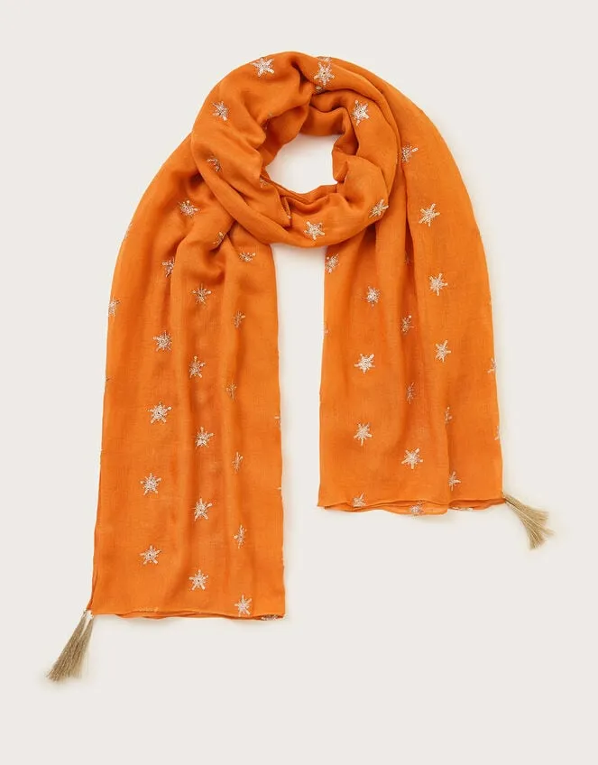 Embellished Lightweight Scarf Orange Women Monsoon Scarves