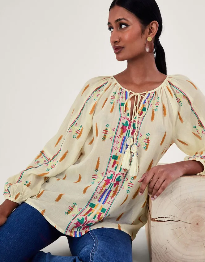 Embroidered Aztec Top Ivory Women Monsoon Tops and Blouses