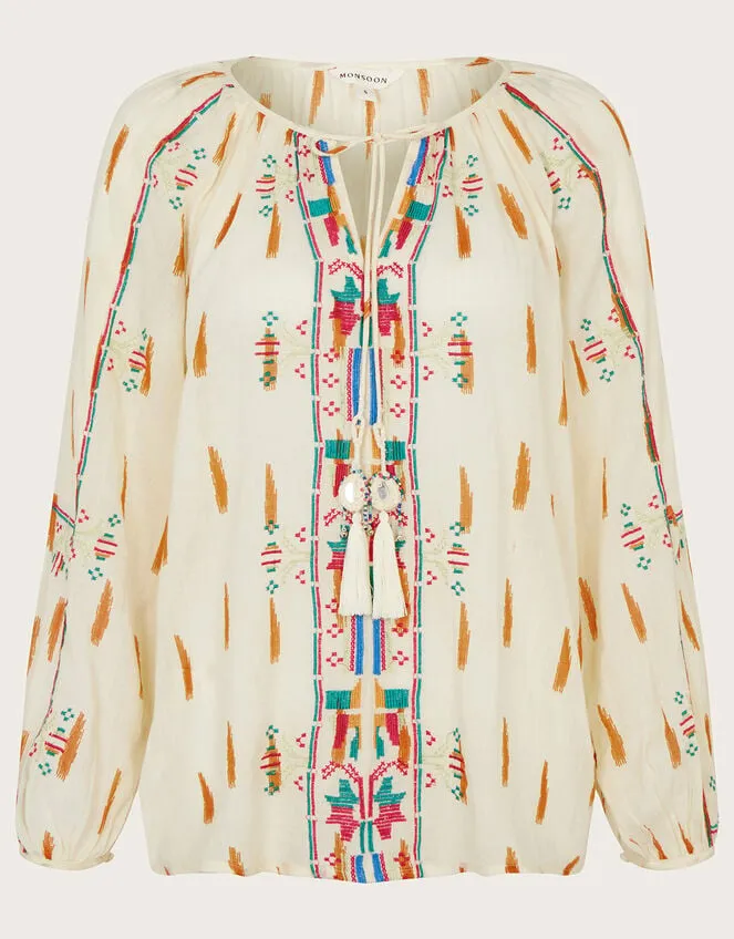 Embroidered Aztec Top Ivory Women Monsoon Tops and Blouses