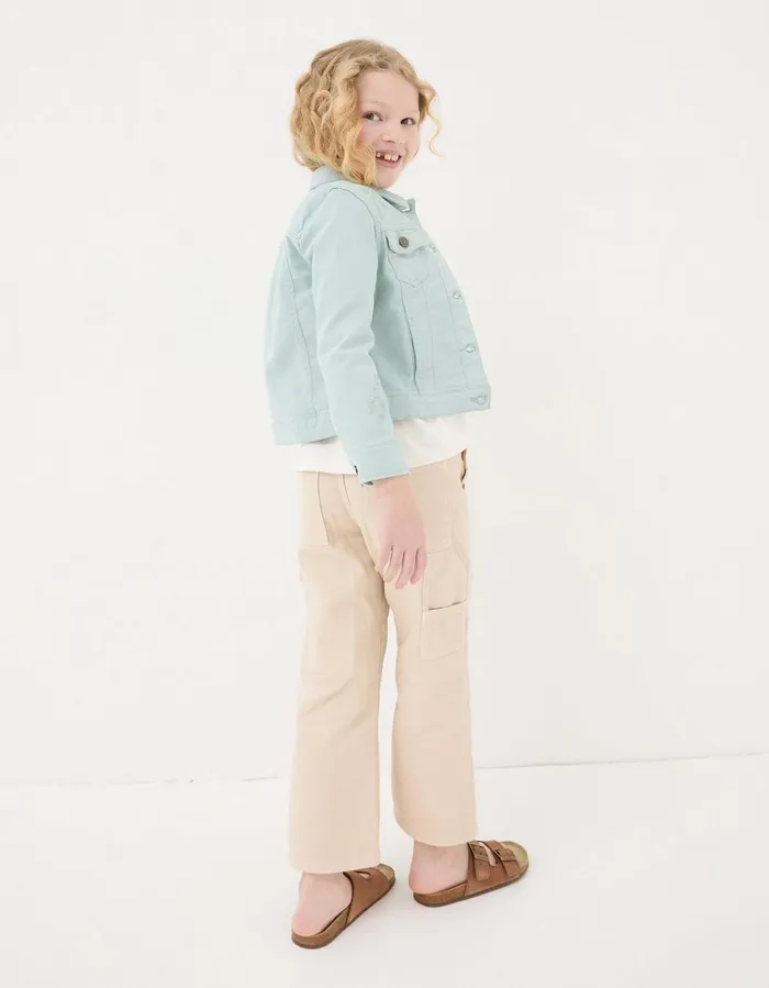 Embroidered Denim Jacket Light Sage Girls FatFace Coats and Jackets