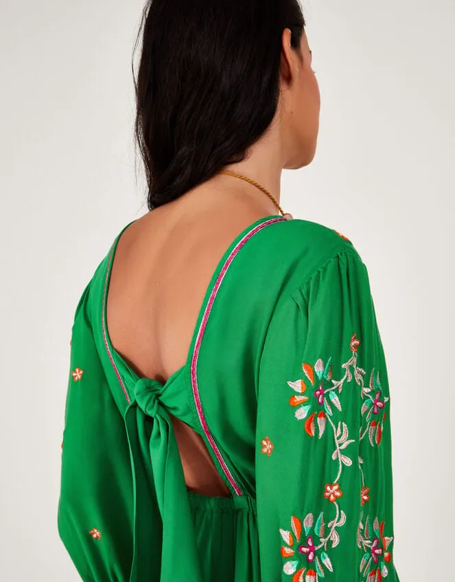 Embroidered Maxi Kaftan Dress In Lenzing Ecovero Green Women Monsoon Dresses