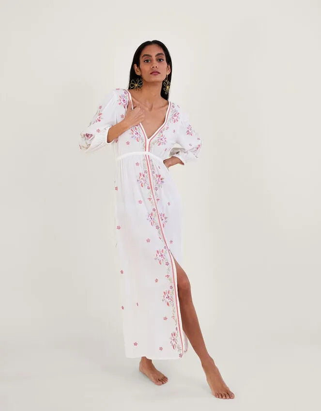 Embroidered Maxi Kaftan Dress In Lenzing Ecovero Ivory Women Monsoon Dresses