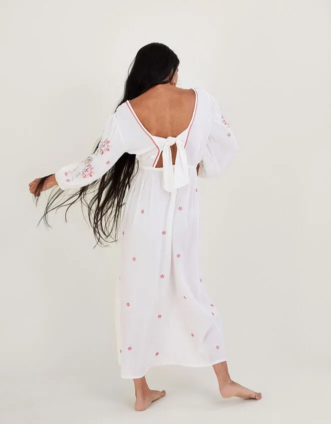 Embroidered Maxi Kaftan Dress In Lenzing Ecovero Ivory Women Monsoon Dresses
