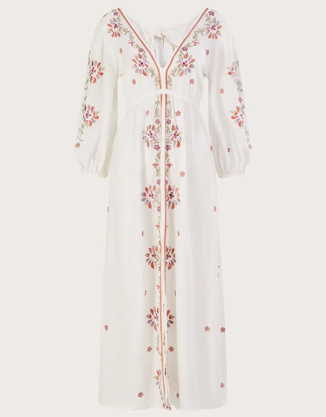 Embroidered Maxi Kaftan Dress In Lenzing Ecovero Ivory Women Monsoon Dresses