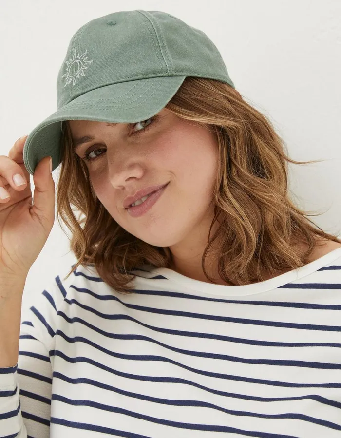 Embroidered Sun Cap Green Haze Women FatFace Hats