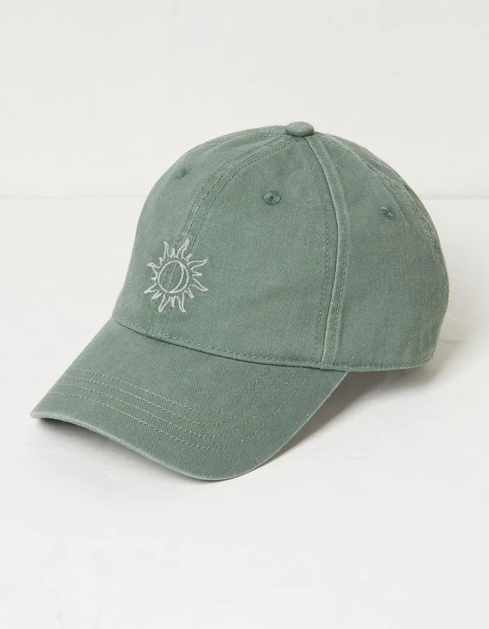 Embroidered Sun Cap Green Haze Women FatFace Hats