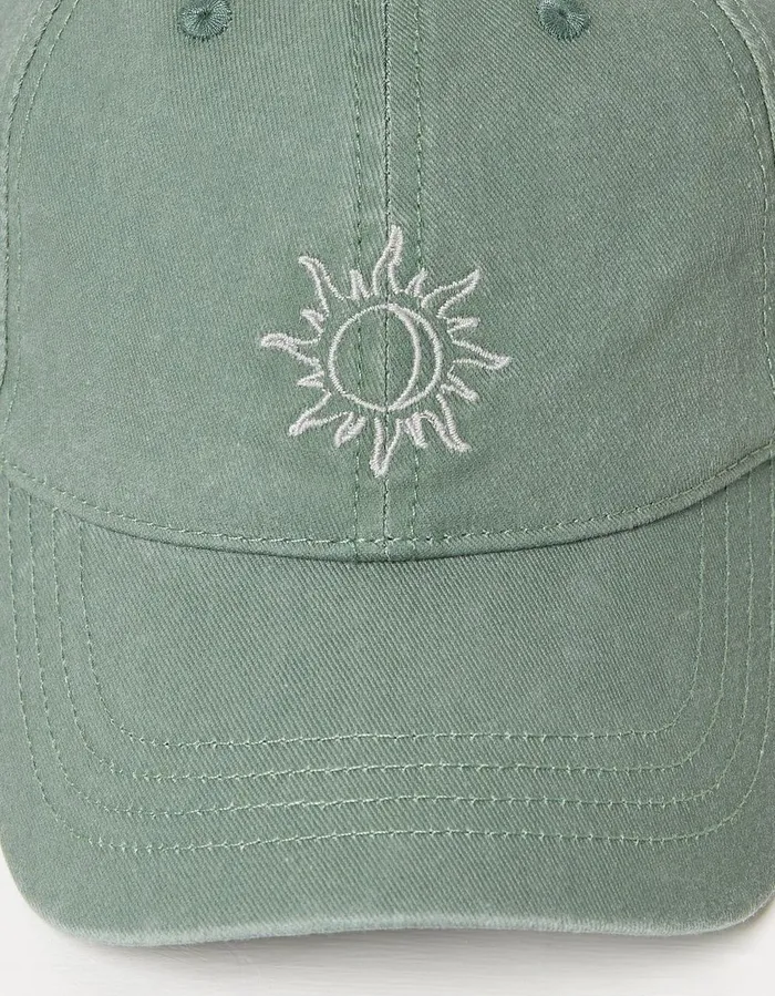 Embroidered Sun Cap Green Haze Women FatFace Hats