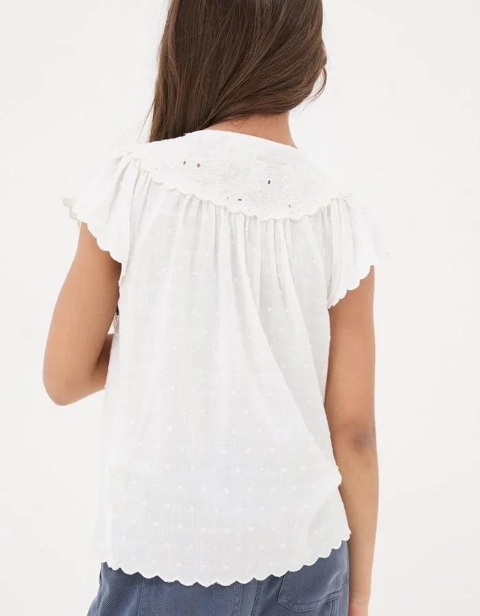 Emily Embroidered Blouse Natural White Girls FatFace Tops and TShirts