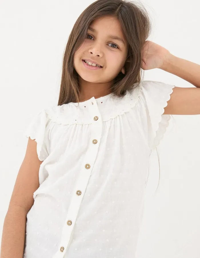 Emily Embroidered Blouse Natural White Girls FatFace Tops and TShirts